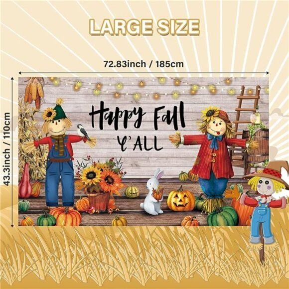 Fall Thanksgiving Photography Backdrop Large Decorations Outdoor Yard Banners - Picture 2 of 6